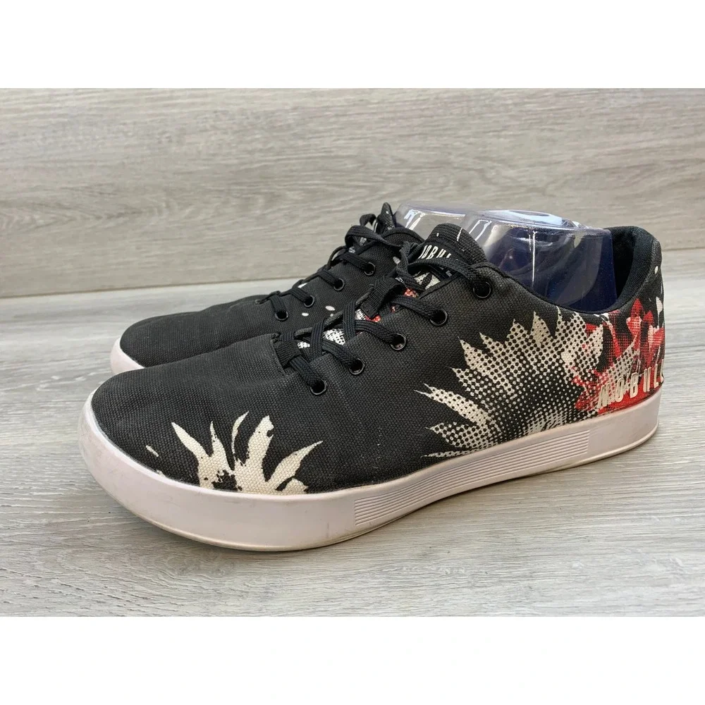NOBULL Men's Canvas Sneaker Trainer Black White 10‎ Floral Graphic Casual Shoes